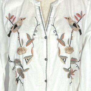 Cream white embroidered shirt